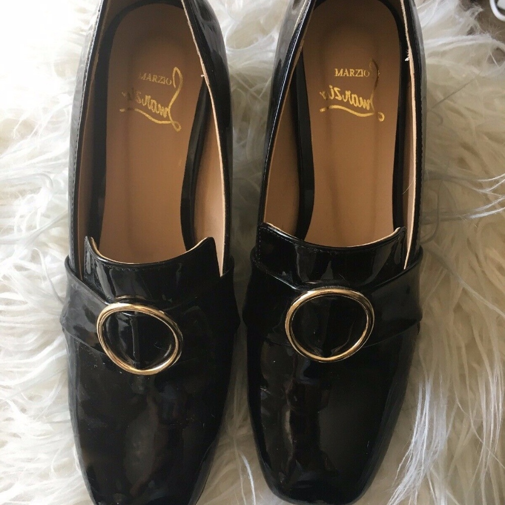 Black 1 Inch Heeled Loafers Size 7